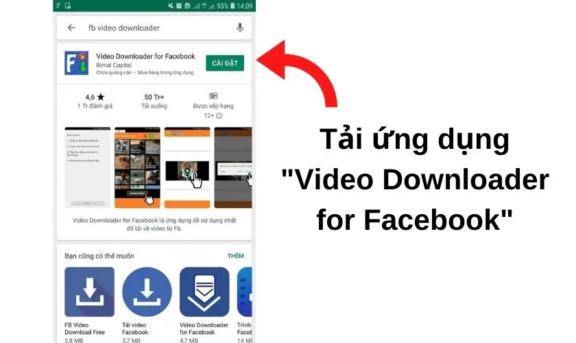 tải ứng dụng "video Downloader for Facebook" từ CH PLAY